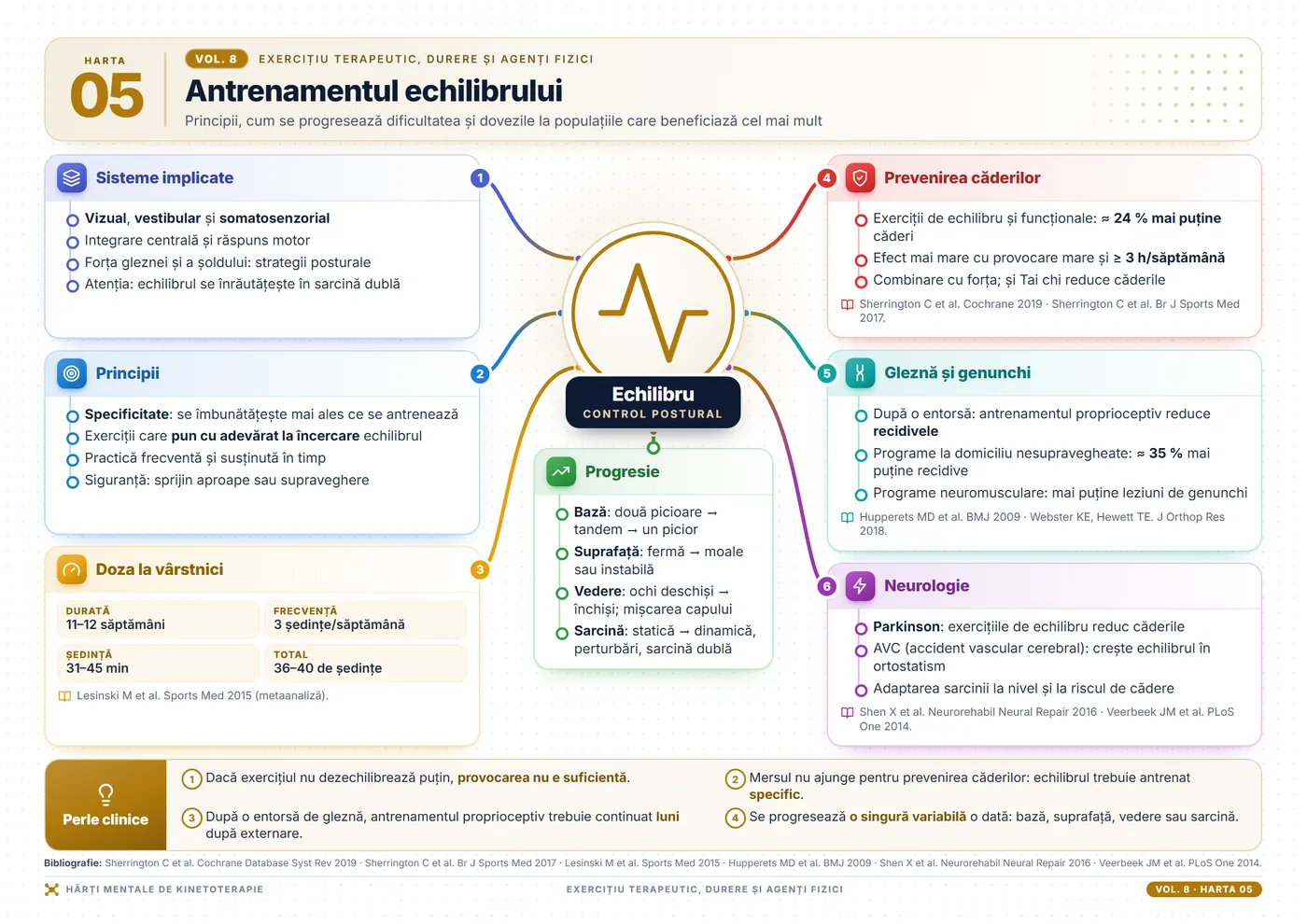 Hărți mentale de kinetoterapie: Antrenamentul echilibrului