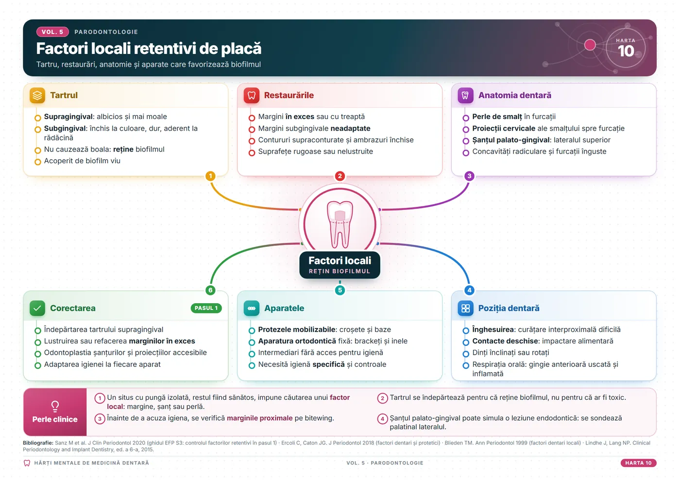 Hărți mentale de stomatologie: Factorii locali care rețin placa